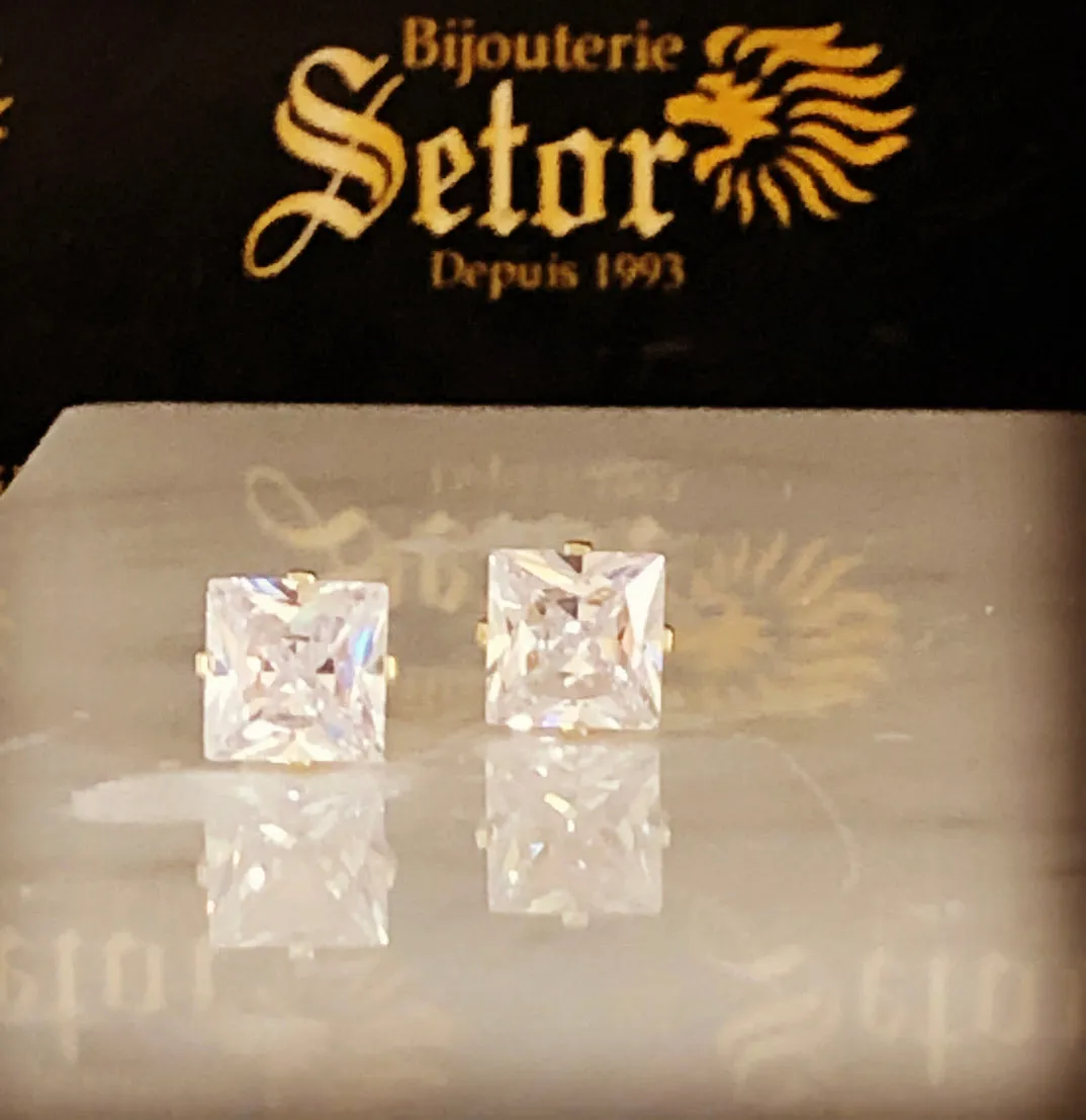 Princess cut stud earrings