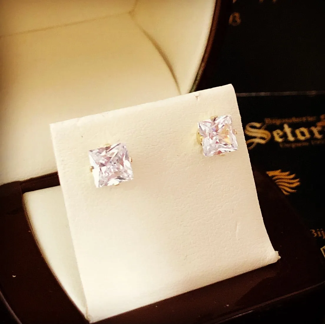 Princess cut stud earrings