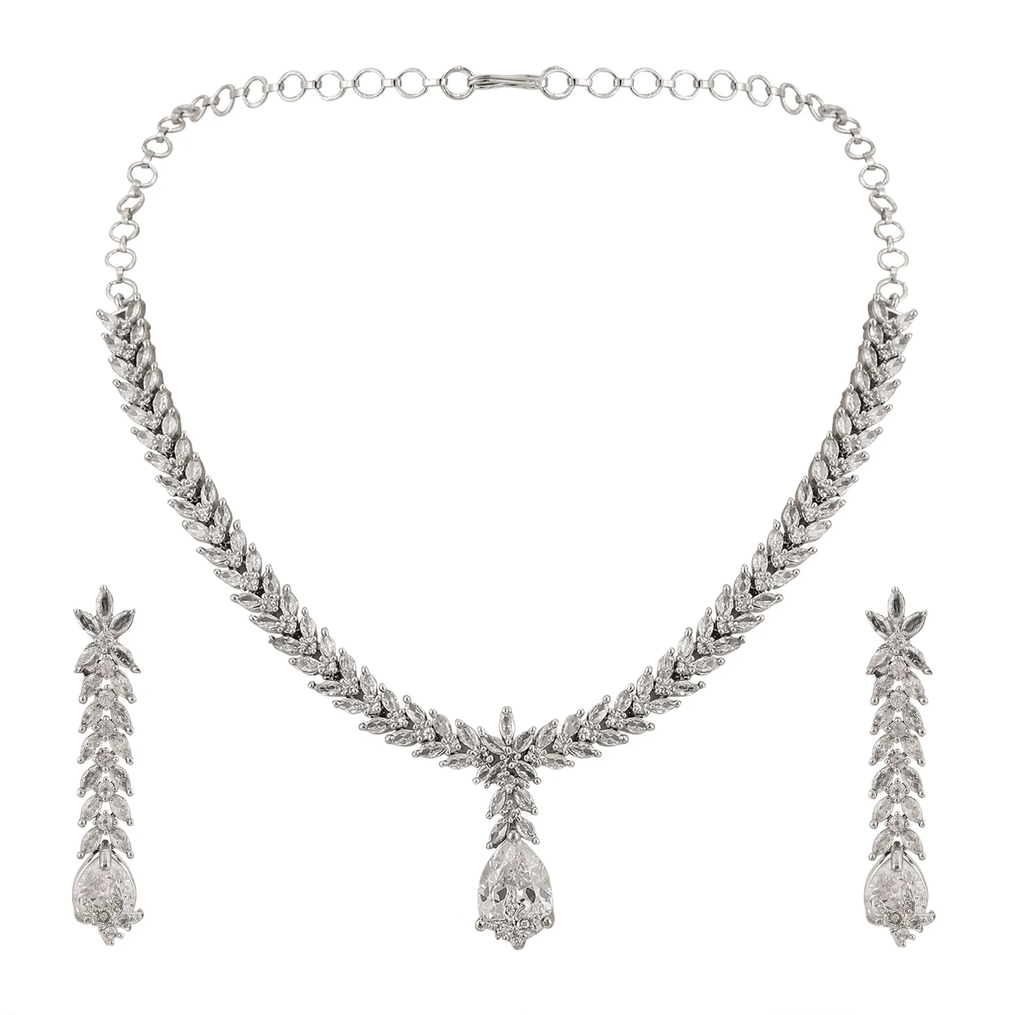 Pure Snow White Necklace in Rhodium