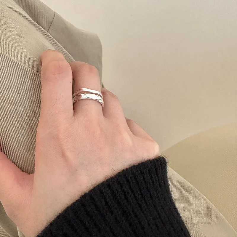 Simple Design Double Layers Stylish Plain Ring