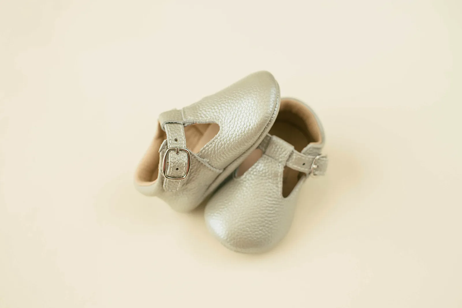 Soft-Sole Leather Mary Jane Moccasins - SILVER