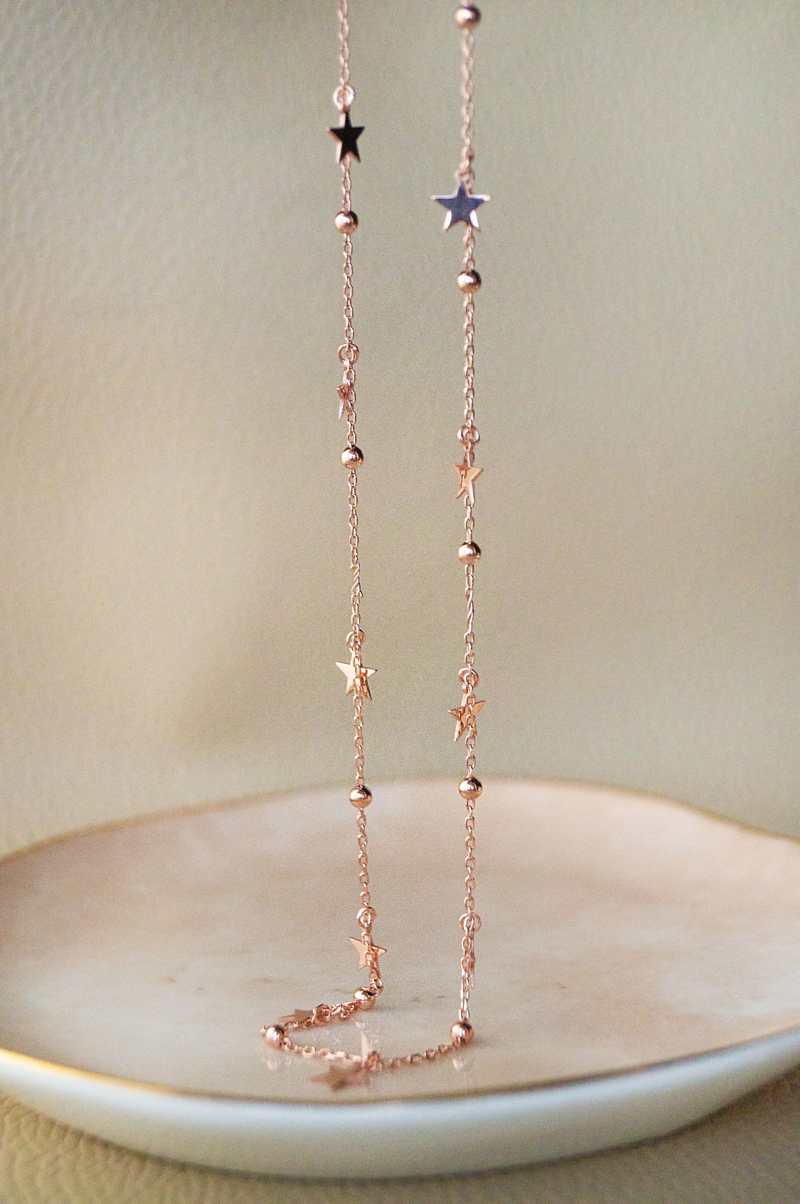 Star Sprinkle Rose Gold Plated Sterling Silver Chain