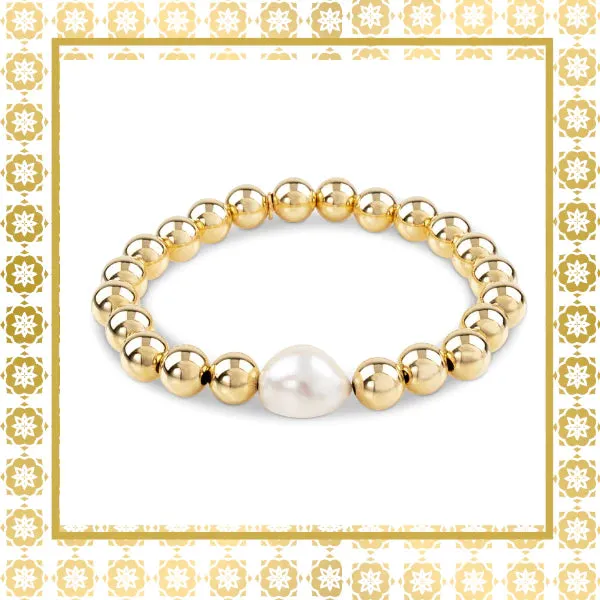 The Luxury Gratitude Bracelet in 14K Gold Filled With A Baroque Pearl Bridal Jewelry Purity  Generosity  Loyalty