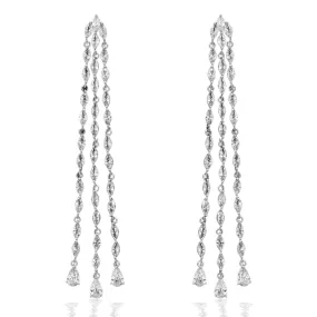 Triple Strand Extra Long CZ Earrings