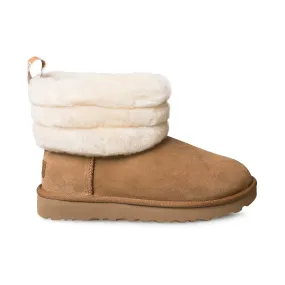 UGG Fluff Mini Quilted Chestnut Boots - Women's