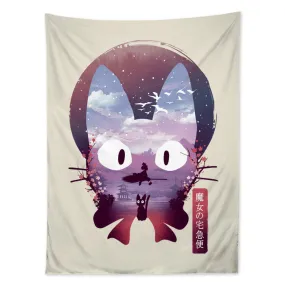 Ukiyo Black Cat Tapestry