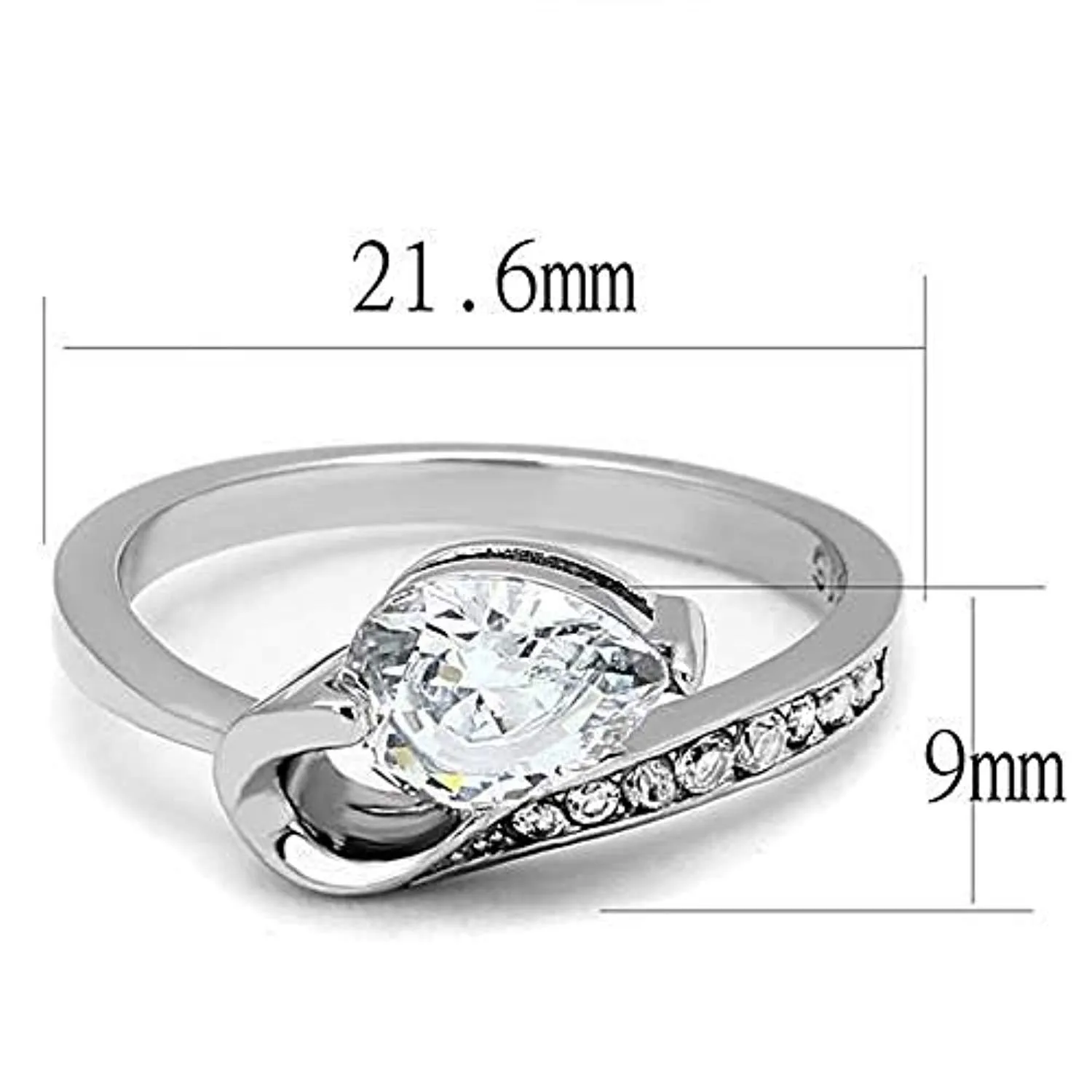 WildKlass Stainless Steel Ring High Polished Women AAA Grade CZ Clear