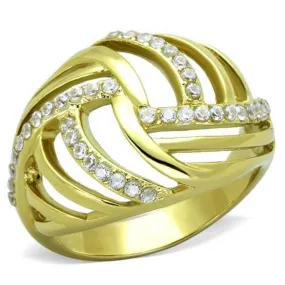 WildKlass Stainless Steel Ring IP Gold Women AAA Grade CZ Clear